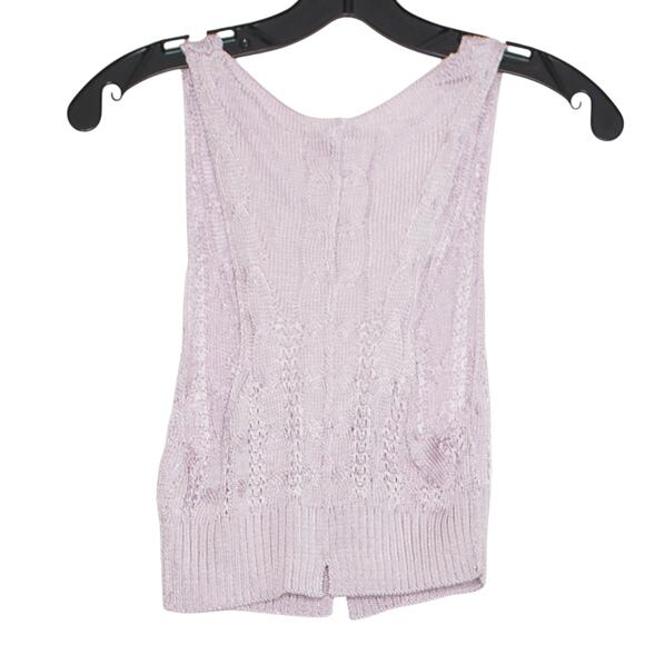 Free People Cropped Sweater Vest Y2K Cottage Preppy Academia Pastel Purple XS - Picture 6 of 7
